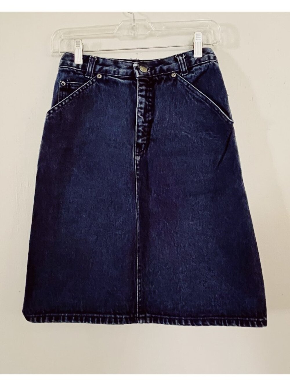 VTG Calvin Klein Sz 7 Dark Wash Denim Mini Skirt